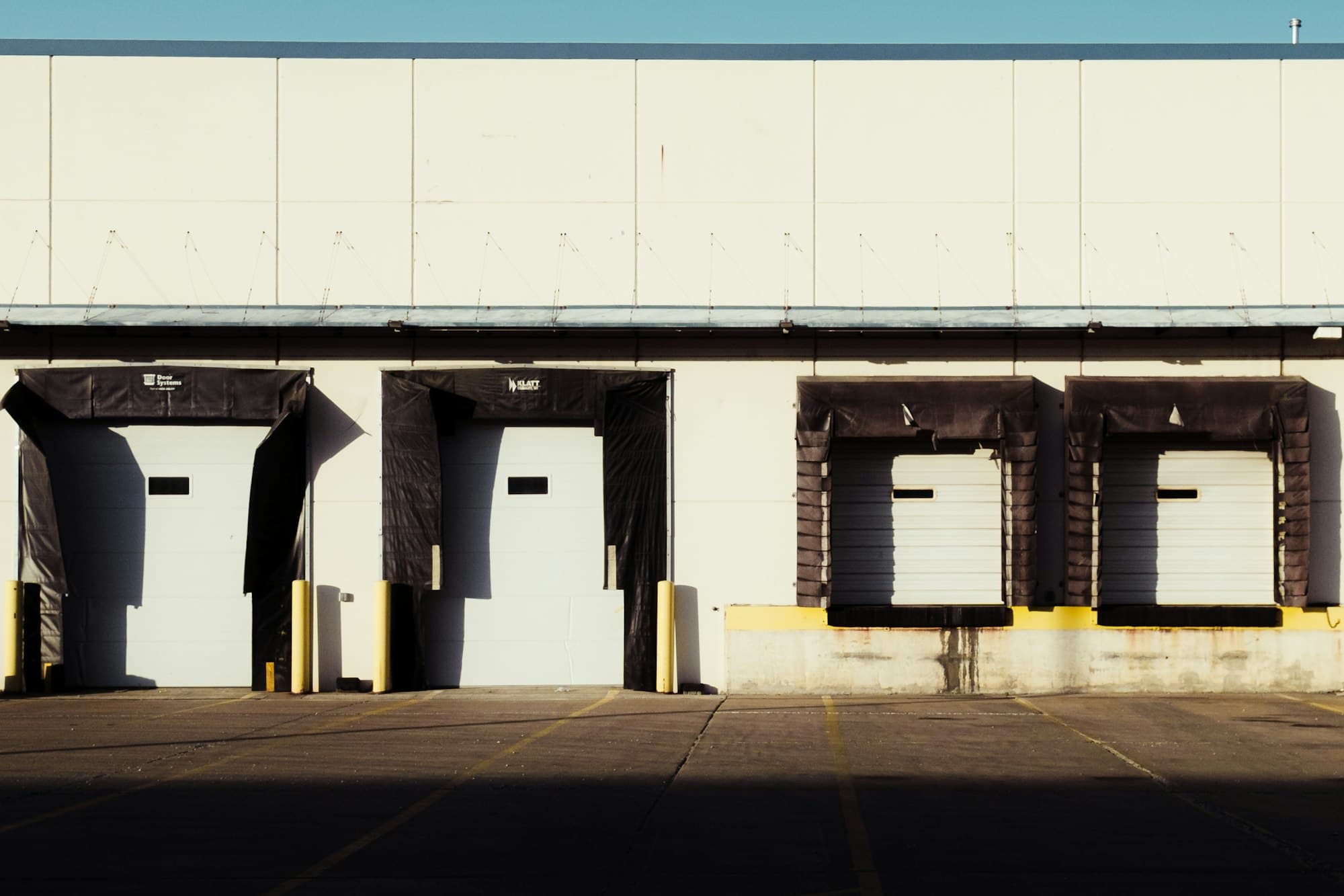 A row of loading docks on a warehouse building